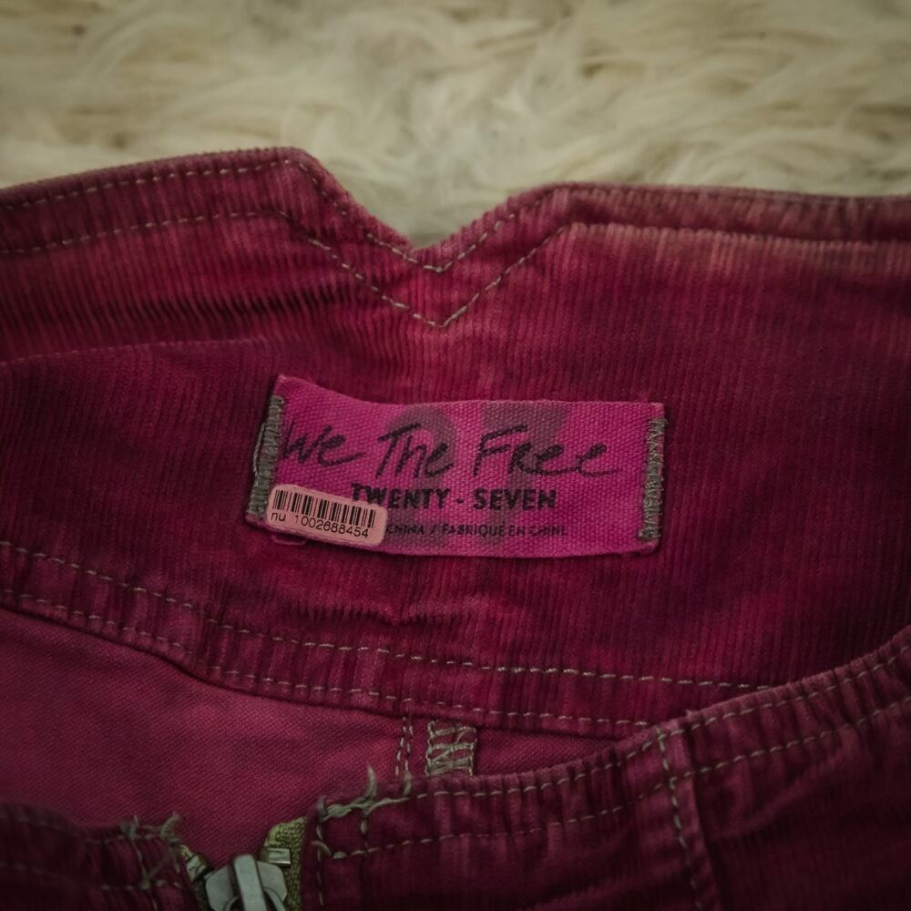 Free People Size 27 Want It All Tye Dyed Pink Zipper Midi Length Corduroy Skirt - Picture 4 of 7